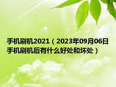 手机刷机2021（2023年09月06日手机刷机后有什么好处和坏处）