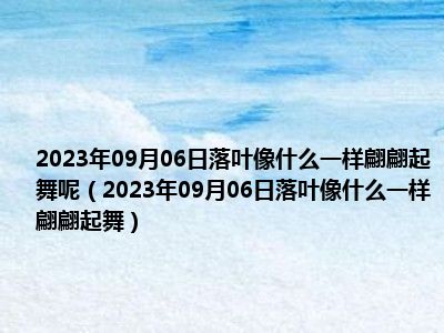 2023年09月06日落叶像什么一样翩翩起舞呢（2023年09月06日落叶像什么一样翩翩起舞）