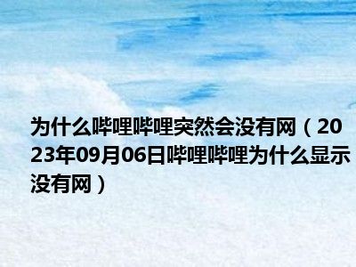 为什么哔哩哔哩突然会没有网（2023年09月06日哔哩哔哩为什么显示没有网）