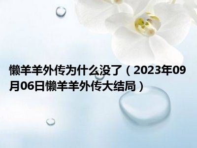 懒羊羊外传为什么没了（2023年09月06日懒羊羊外传大结局）