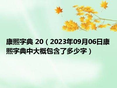 康熙字典 20（2023年09月06日康熙字典中大概包含了多少字）