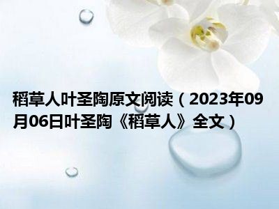 稻草人叶圣陶原文阅读（2023年09月06日叶圣陶《稻草人》全文）