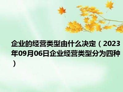 企业的经营类型由什么决定（2023年09月06日企业经营类型分为四种）