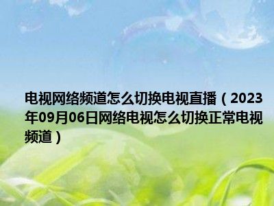 电视网络频道怎么切换电视直播（2023年09月06日网络电视怎么切换正常电视频道）