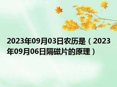 2023年09月03日农历是（2023年09月06日隔磁片的原理）