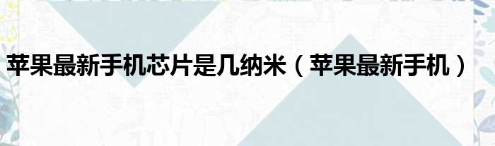 苹果最新手机芯片是几纳米（苹果最新手机）