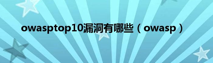  owasptop10漏洞有哪些（owasp）