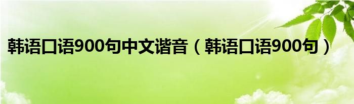  韩语口语900句中文谐音（韩语口语900句）