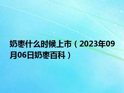 奶枣什么时候上市（2023年09月06日奶枣百科）