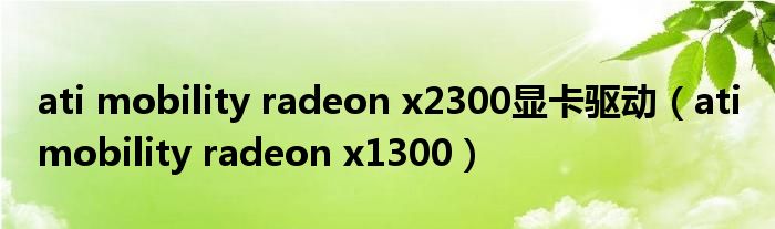  ati mobility radeon x2300显卡驱动（ati mobility radeon x1300）