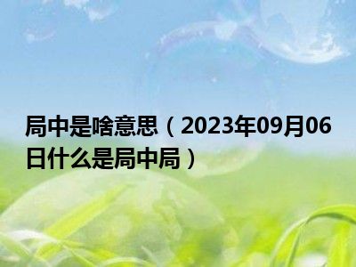 局中是啥意思（2023年09月06日什么是局中局）