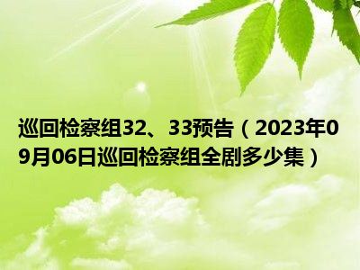 巡回检察组32、33预告（2023年09月06日巡回检察组全剧多少集）