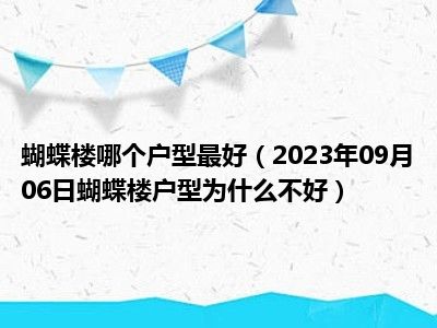 蝴蝶楼哪个户型最好（2023年09月06日蝴蝶楼户型为什么不好）