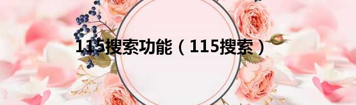 115搜索功能（115搜索）