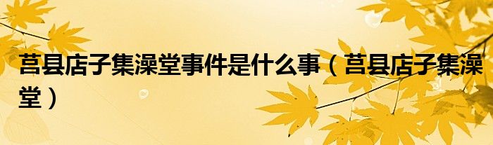  莒县店子集澡堂事件是什么事（莒县店子集澡堂）