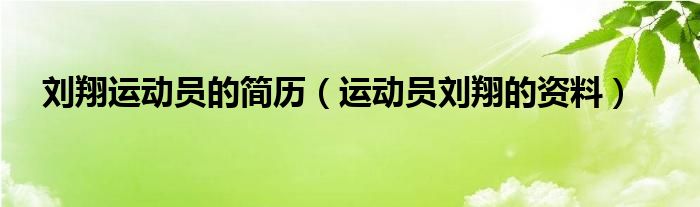  刘翔运动员的简历（运动员刘翔的资料）