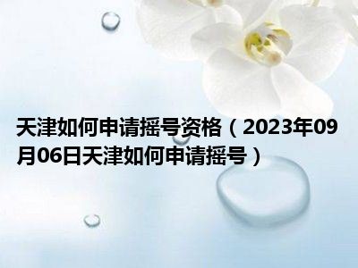 天津如何申请摇号资格（2023年09月06日天津如何申请摇号）