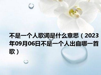 不是一个人歌词是什么意思（2023年09月06日不是一个人出自哪一首歌）