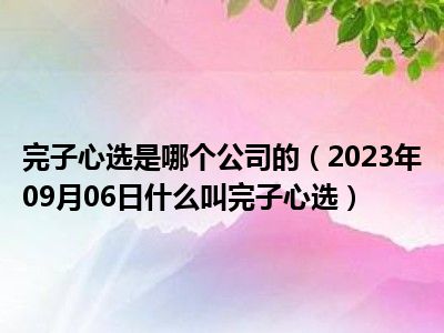 完子心选是哪个公司的（2023年09月06日什么叫完子心选）