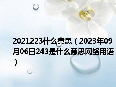 2021223什么意思（2023年09月06日243是什么意思网络用语）