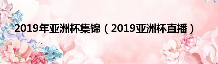 2019年亚洲杯集锦（2019亚洲杯直播）