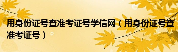 用身份证号查准考证号学信网（用身份证号查准考证号）