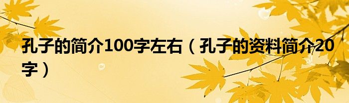  孔子的简介100字左右（孔子的资料简介20字）