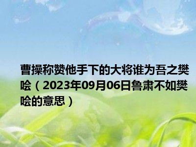 曹操称赞他手下的大将谁为吾之樊哙（2023年09月06日鲁肃不如樊哙的意思）