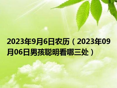 2023年9月6日农历（2023年09月06日男孩聪明看哪三处）