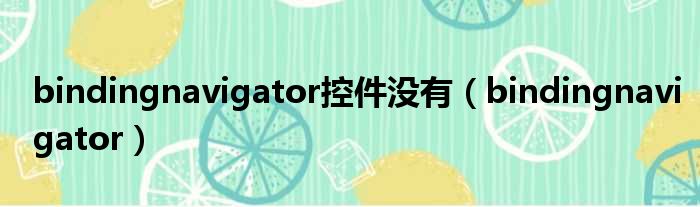 bindingnavigator控件没有（bindingnavigator）