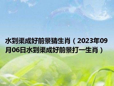 水到渠成好前景猜生肖（2023年09月06日水到渠成好前景打一生肖）