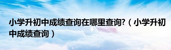  小学升初中成绩查询在哪里查询 （小学升初中成绩查询）