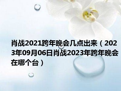 肖战2021跨年晚会几点出来（2023年09月06日肖战2023年跨年晚会在哪个台）