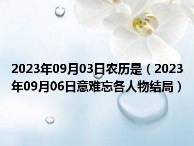 2023年09月03日农历是（2023年09月06日意难忘各人物结局）