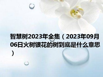 智慧树2023年全集（2023年09月06日火树银花的树到底是什么意思）