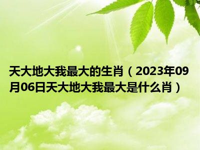 天大地大我最大的生肖（2023年09月06日天大地大我最大是什么肖）