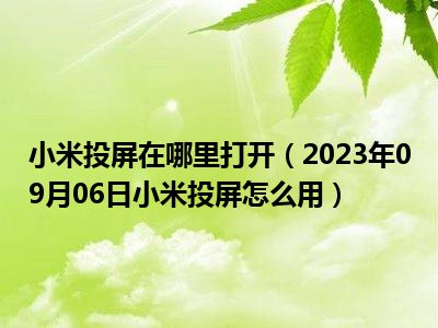 小米投屏在哪里打开（2023年09月06日小米投屏怎么用）