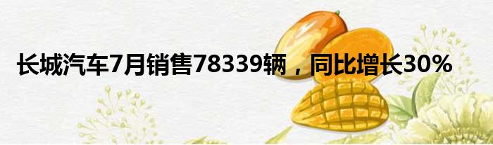 长城汽车7月销售78339辆 同比增长30%