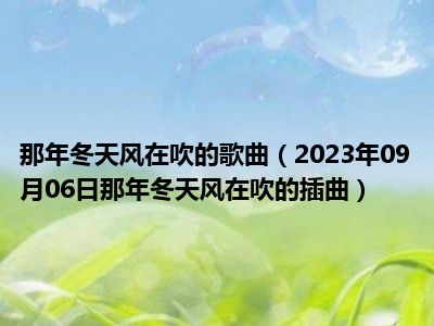 那年冬天风在吹的歌曲（2023年09月06日那年冬天风在吹的插曲）