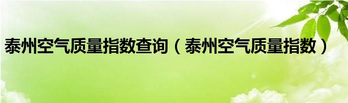  泰州空气质量指数查询（泰州空气质量指数）