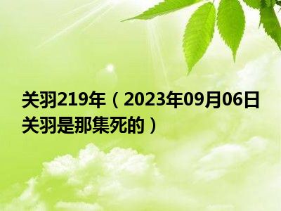 关羽219年（2023年09月06日关羽是那集死的）