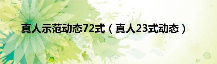  真人示范动态72式（真人23式动态）