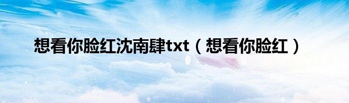  想看你脸红沈南肆txt（想看你脸红）