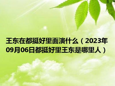 王东在都挺好里面演什么（2023年09月06日都挺好里王东是哪里人）