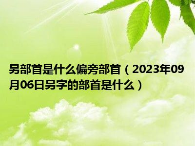 另部首是什么偏旁部首（2023年09月06日另字的部首是什么）