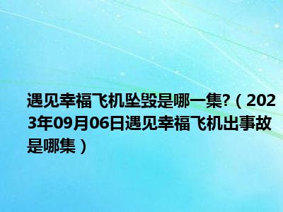 遇见幸福飞机坠毁是哪一集 （2023年09月06日遇见幸福飞机出事故是哪集）