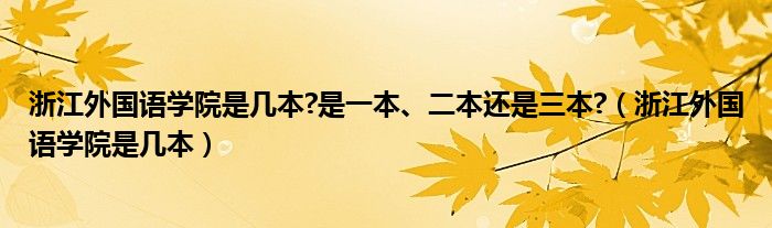 浙江外国语学院是几本 是一本、二本还是三本 （浙江外国语学院是几本）