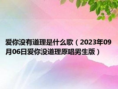 爱你没有道理是什么歌（2023年09月06日爱你没道理原唱男生版）