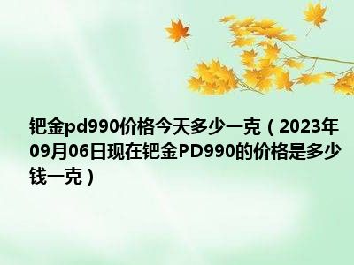 钯金pd990价格今天多少一克（2023年09月06日现在钯金PD990的价格是多少钱一克）