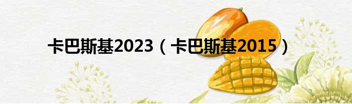 卡巴斯基2023（卡巴斯基2015）